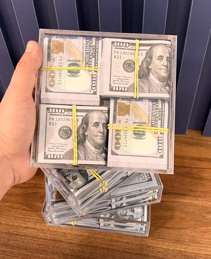 Caja Box del Millón - Billetes Decorativos de 100 Dólares para Oficina
