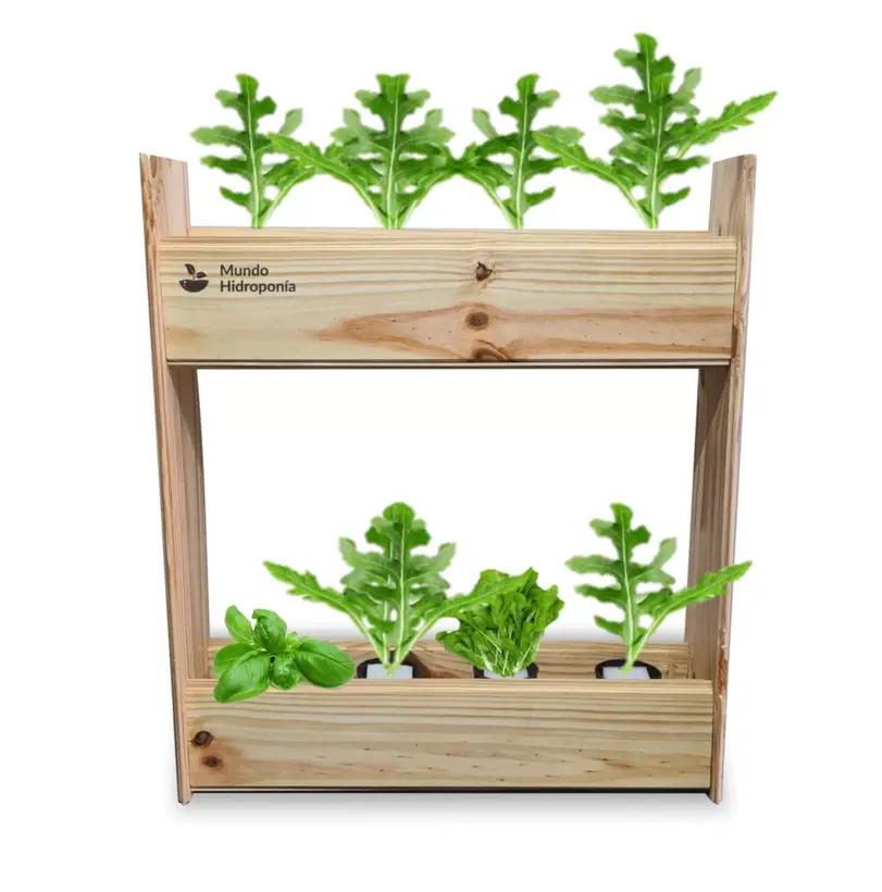 Huerta Hidroponica para Mesada de Madera para 8 Plantas