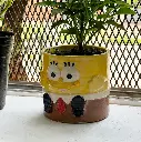Maceta Bob Esponja de Cerámica - Decoración Única Pintada a Mano