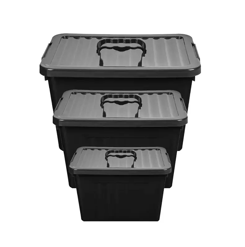 Set de 3 Cajas Organizadoras con Manijas: 6L, 12L y 24L – Prácticas y Seguras