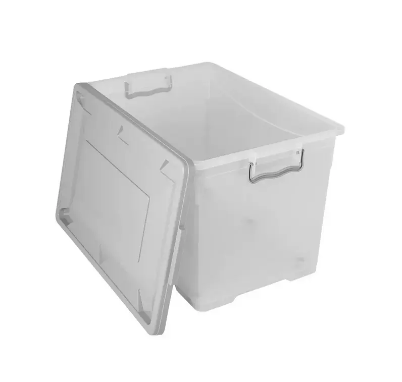 Caja organizadora 75L con ruedas, fácil para apilar y ordenar (Blanco)